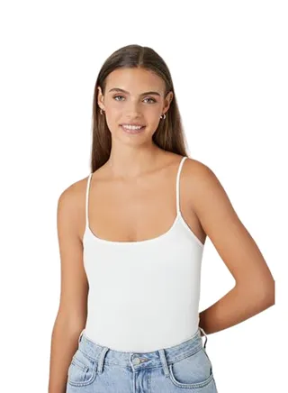 Cotton-Blend Cami Bodysuit 