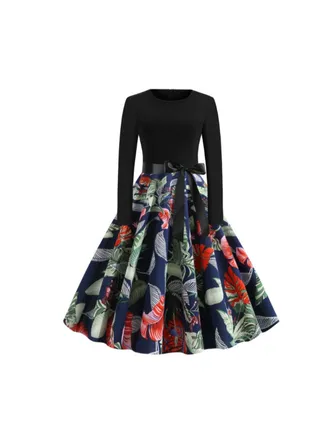 Printed Elegant Midi Dress Multicolour 