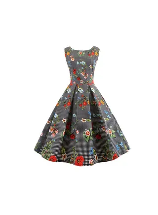 Fashionable Floral Elegant Dress Multicolour 