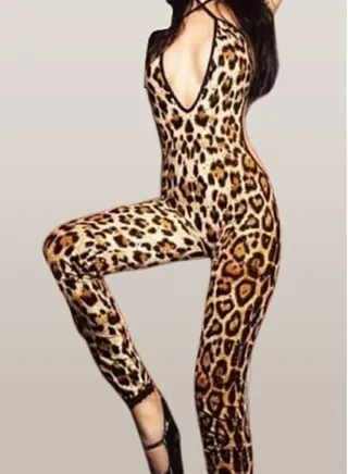 Women's bodysuit, leopard print, crisscross strap, without sleeves 