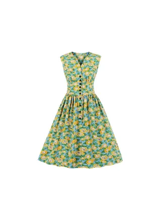 Floral Print Elegant Dress Multicolour 