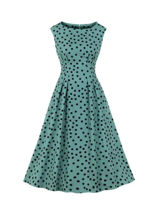Polka Dot Print Dress Green/Black 