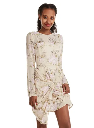 Printed Mini Dress Beige 