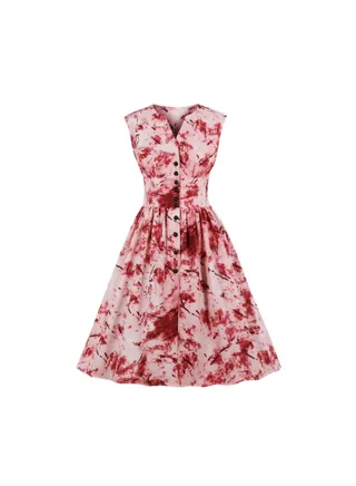 Printed Elegant Dress Red/White 
