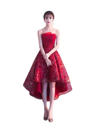 Elegant Sequin Irregular Party Dress Red 