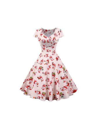 Printed Elegant Midi Dress Multicolour 