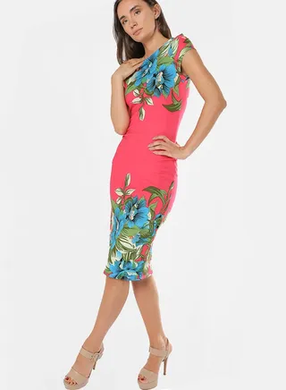 Floral Print Bodycon Dress Pink 