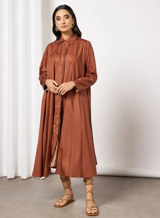 Relaxed Shirt Dress Tan 