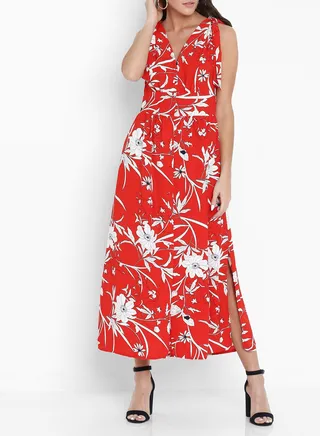 Floral Printed Dress Red 