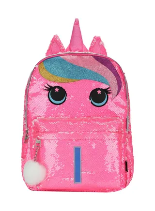 Cubs Fashion Cute Hot Pink Unicorn sequin Letter I Multicolor 