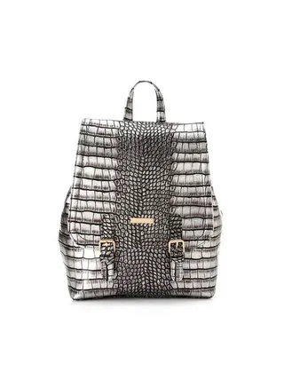 Sofy Chiny Crocodile Skin Backpack Silver 