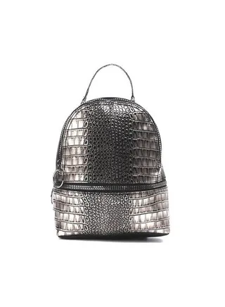 Leather Reptile Pattern Backpack Silver 