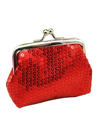 Sequined Mini Coin Purse Red 