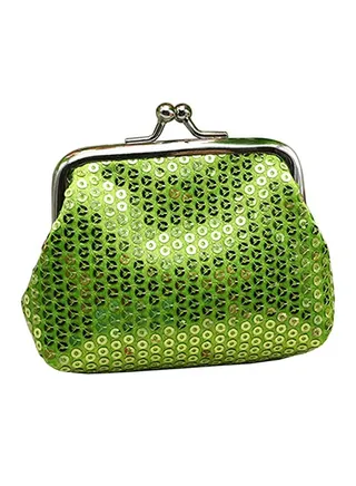 Sequins Buckle Mini Coin Purse Green 