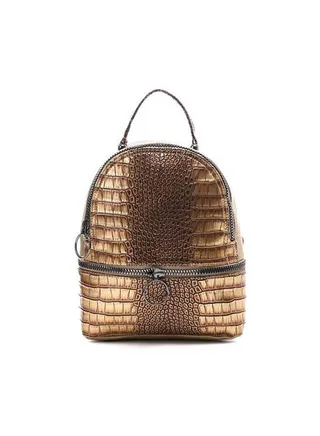 Leather Reptile Pattern Backpack Gold 
