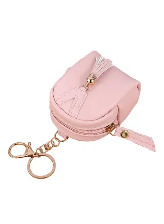 Tassels Zip Coin Pouch Light Pink 