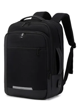 Rl-5303 Laptop Bag Expandable 15.6-inch Travel Waterproof Business Backpack USB -Black 