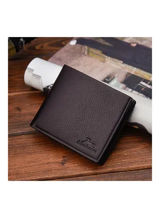 Men Boys Teens Xams Gift Concise Wearable PU Leather Multi Position Wallet Purse deep brown 