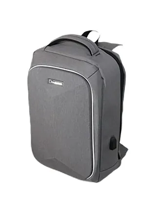 Polyester Laptop Backpack Bag With USB Charger Grey 