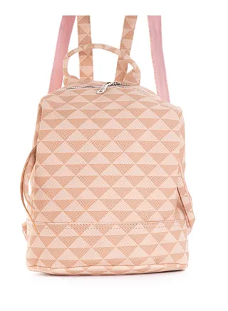 Leather Embroidered Fabric Backpack - Pink SH-21 
