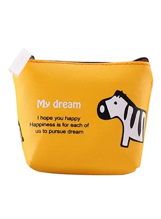 Cute Animal Print Coin Purse Yellow 