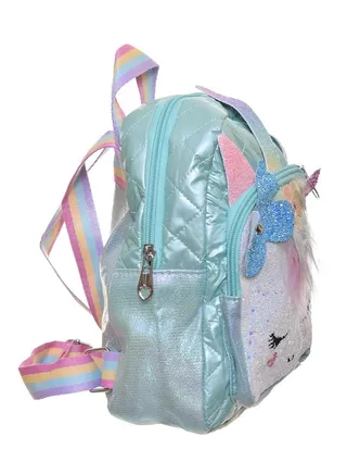Backpack For Kids Girls Polyester Fabric With Uni Corn Design And Butterfly Shapes 