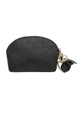 Zipper Closure Coin Purse Black 