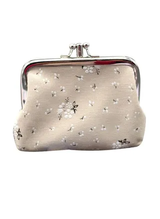 Floral Printed Coin Purse Beige 