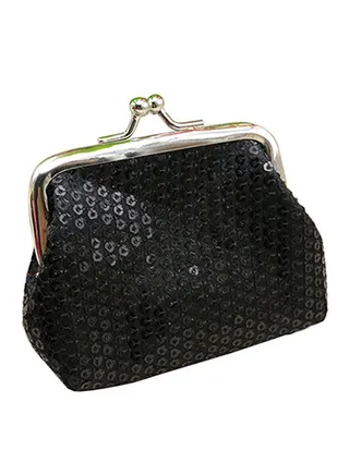 Sequins Buckle Mini Coin Purse Black 