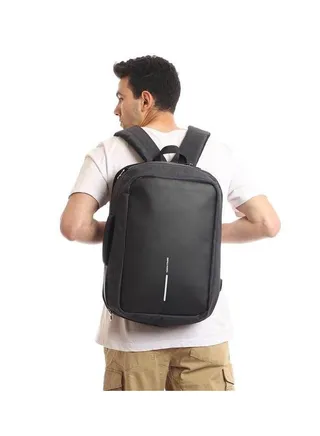 Anti-theft Business Backpack USB Port For 17 Inch Laptop - Black 