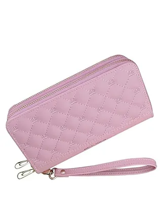 Women's wallet with double zipper, long wallet with large capacity 