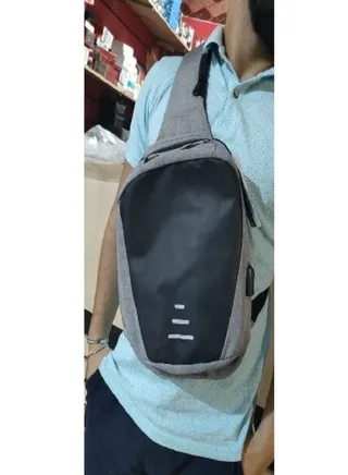 Mini Fat Bag Anti-Theft Design Travel Bag With USB Charging Port -  Black X Gray 