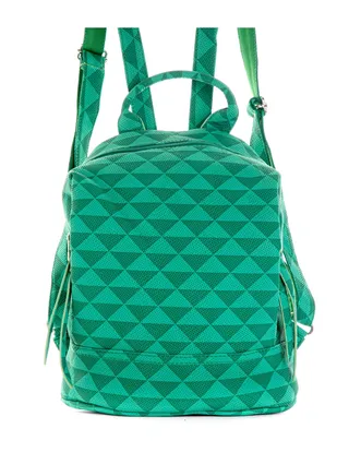 Leather Embroidered Fabric Backpack - Green SH-21 