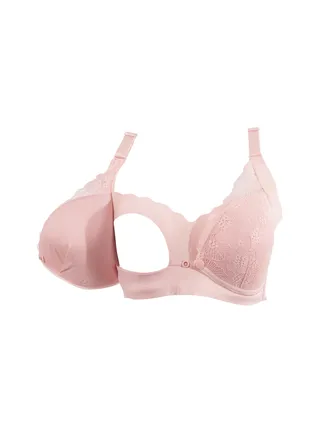 Okus - Pretty Lace Maternity & Nursing Bra - Pink - Small 