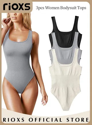 Women Body Suit Tops Shape Wear Tank Seamless Tummy Control Slimming Waist Jumpsuits U-Neck Sculpting Body Shaper 