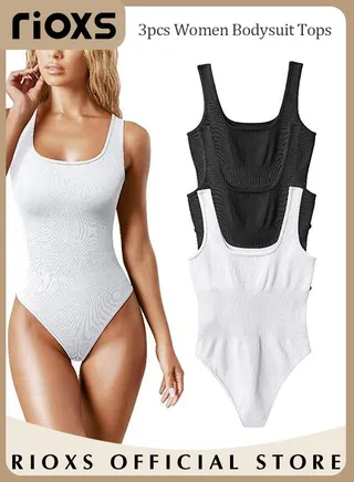 Women Body Suit Tops Shape Wear Tank Seamless Tummy Control Slimming Waist Jumpsuits U-Neck Sculpting Body Shaper 