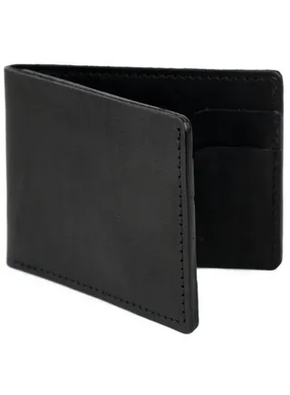 Odra Billfold Real Leather Wallet For Men NO77 - Black 