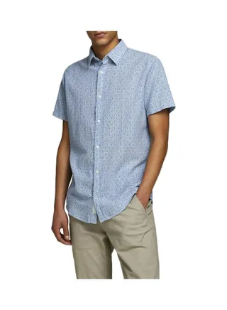 Linen All-Over Print Shirt Blue 