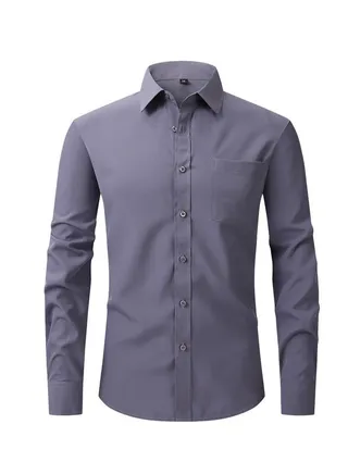 Elastic Business Casual Long Sleeved Formal Shirt 