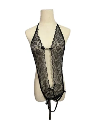 Women's Underwear Babydoll Womens Lace Pajamas Princess Style Uniform Underwear Set Black 