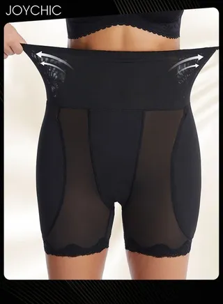 Body Shaping and Abdominal Control Breathable Mesh Corset for Women Crotch Enhancement Shapewear Fake Sponge Pads Lifting Pants Black 