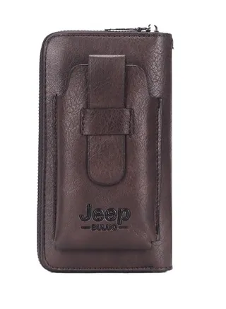 Practical men's pocket wallet with mobile phone case brown 