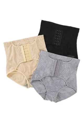 3PCSMid-waist buttoned tummy control postpartum waist and hip control tummy control breathable body shaping garment 