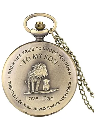 Retro Style Lion's Son Quartz Pocket Watch 
