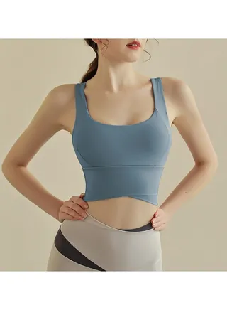 Deep U back sports underwear women's shock-proof running high strength yoga bra sports vest. 