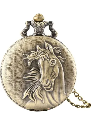 Retro Style Horse Quartz Pocket Watch 