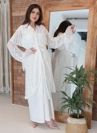 Newborn reception robe, two pieces, comfortable and elegant for the mother 