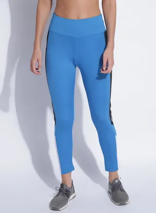 Women's Mid Rise Sports Training Workout Stretch Leggings With Elastic Waist Blue 