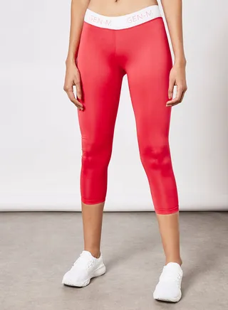 Solid Capri Leggings Red 
