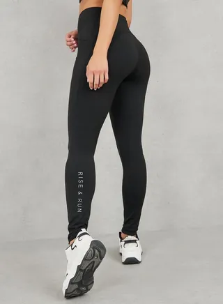 Broad Waistband Rise & Run Printed Hem Legging 